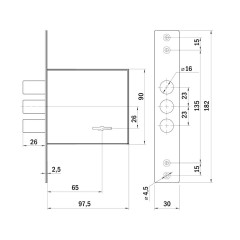Замок врезной сувальдный MDV30S-817 CP (V30/S) CP хром