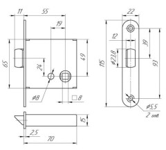 Балашиха ЗЩ1-3 8х8 мм левая никель Защелка (40)