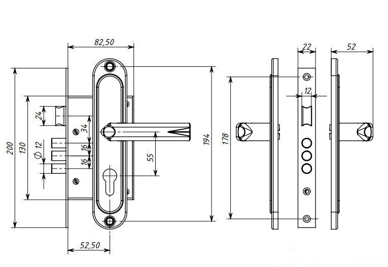 Симеко БИФ 013 без ц/м Замок врезной с/руч (10)