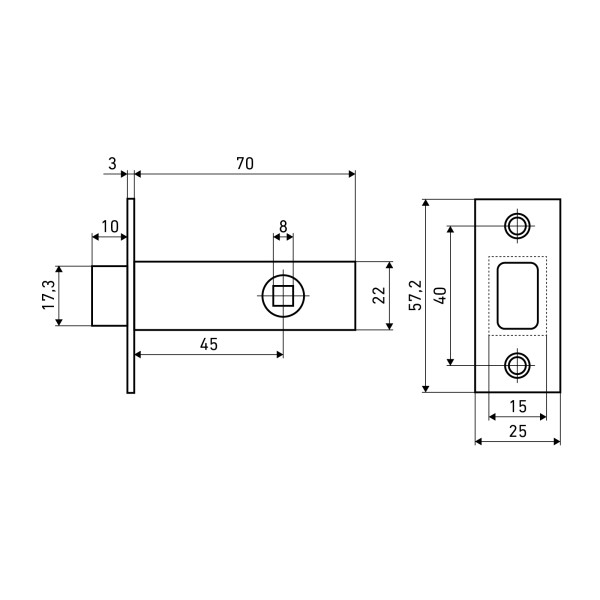 АЛЛЮР АРТ L45-8 SN мат.никель торц.планка 25мм б/ручек Защёлка (100)
