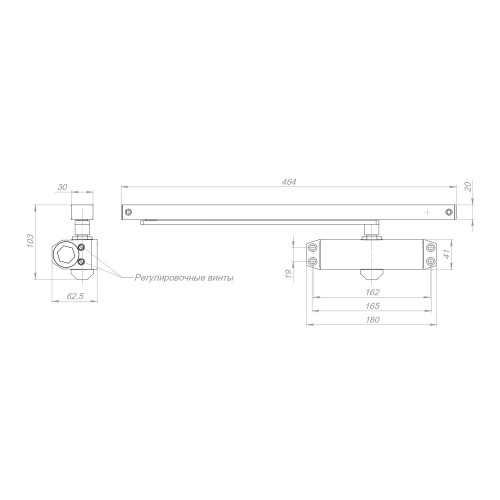 Доводчик дверной DCTR40-100 slide BL черный
