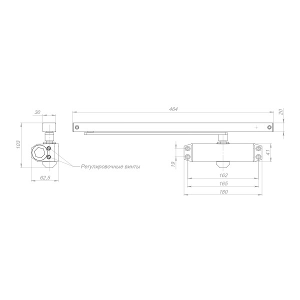 Доводчик дверной DCTR40-100 slide BL черный