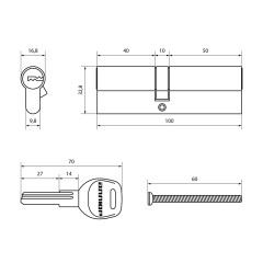 АЛЛЮР HD F 100-5К CP(45х55) хром перф.кл Цилиндровый механизм (50,10)