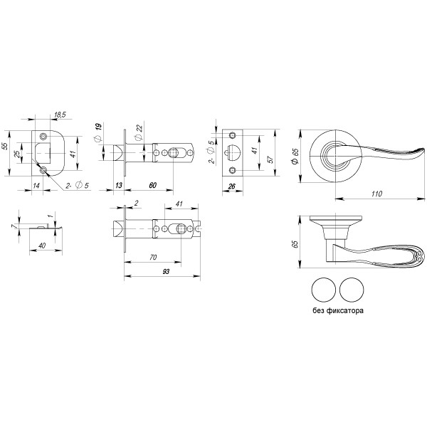 Ручка защелка DK630 PB-PS (6030 PB-P) (без фик.) золото