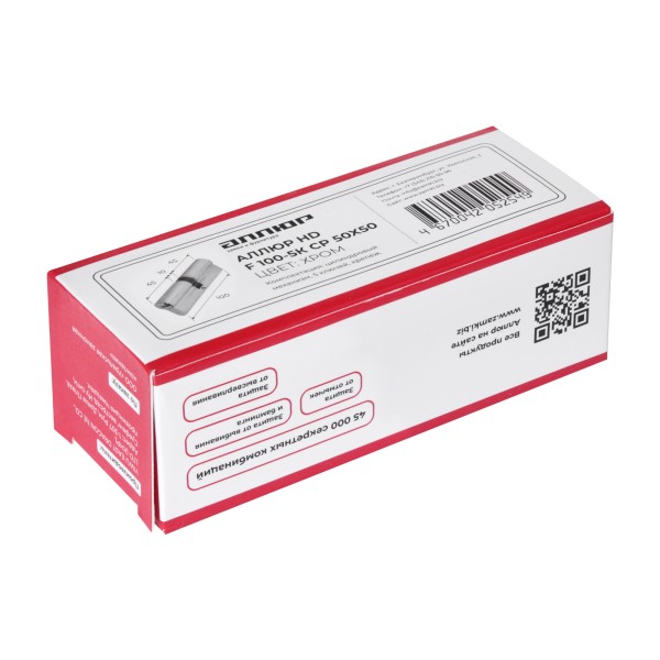 АЛЛЮР HD F 100-5К CP(50х50) хром перф.кл Цилиндровый механизм (50,10)