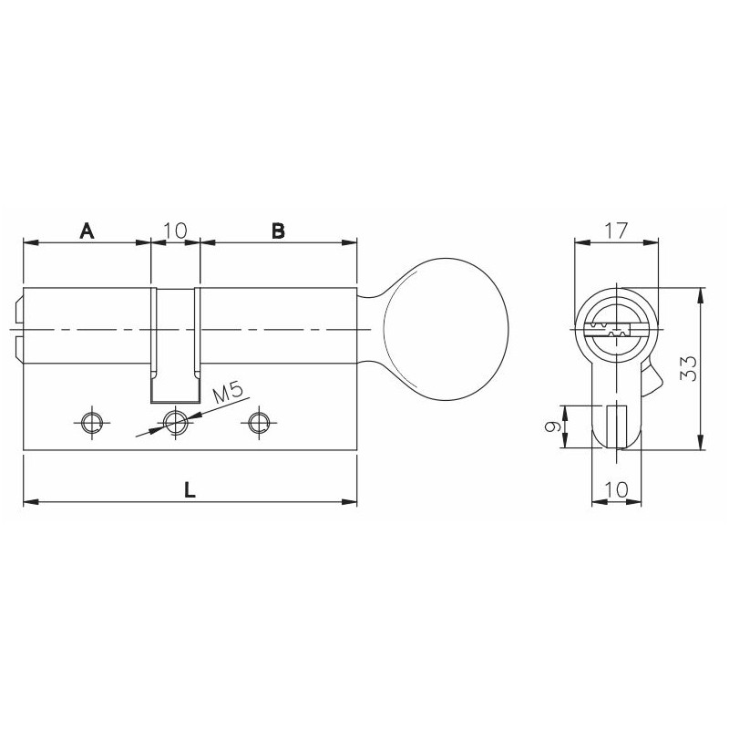 Цилиндровый механизм с вертушкой 164 DBM-E/80 (35+10+35) mm никель 5 кл.