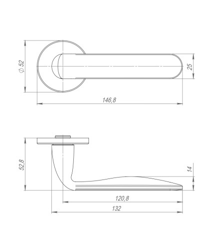 Ручка раздельная R.ARC.R52.EXTRA CP-8 хром