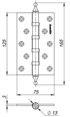 Петля универсальная IN5500UA SN (500-A5) 125х75х3 мат. никель Box