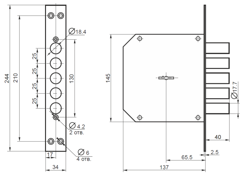Рязань К 8-6 (Ключ 120мм) "BORDER" 72260 Замок врезной тяж (6)