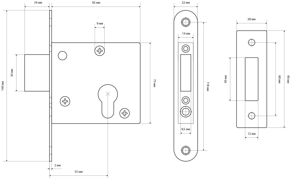 СТАНДАРТ Россия ЗВ1-2С Замок врезной б/руч  (30)