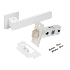 АЛЛЮР АРТ  &quot;ЛАНА&quot; W/W+L45-8 W (86110/S45) матовый белый Комплект ручка и защелка (20)