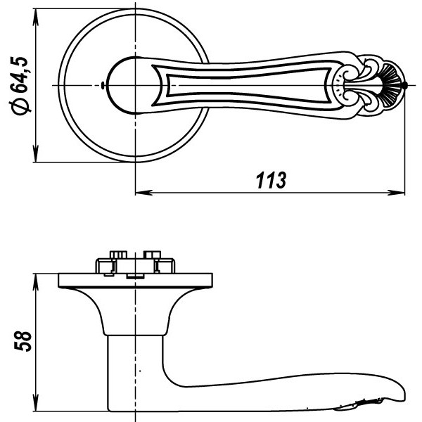 Ручка защелка DK637 AB-PS (6037 AB-P) (без фик.) бронза