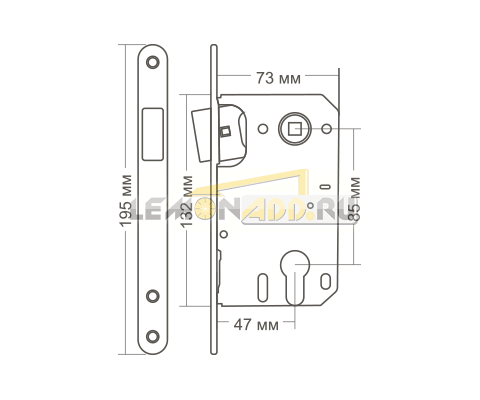 КОРПУС ЗАМКА МАГНИТНЫЙ 25М-85 ММ ПОД ЦИЛИНДР С ОТВЕТНОЙ ПЛАНКОЙ
