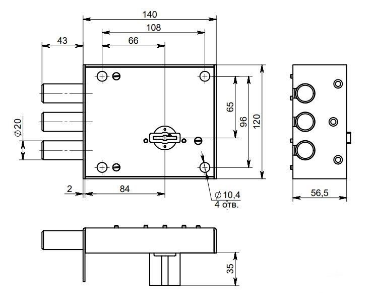 Симеко  ЗНУ*5 (002) Замок накладной тяж (10)