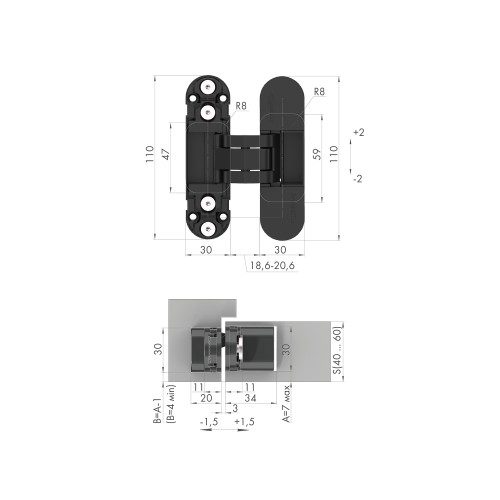 Петля скрытой установки U3D2000.TG BL черный