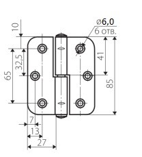 Петля накладная ПН1-85 белая, левая ПОДВЕС