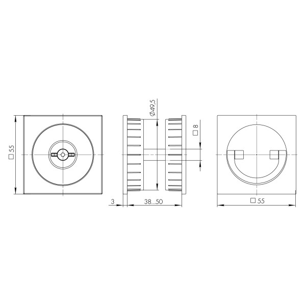 Ручка поворотная для раздвижных дверей SH.QUADRO55.BK8 BL-26 черный