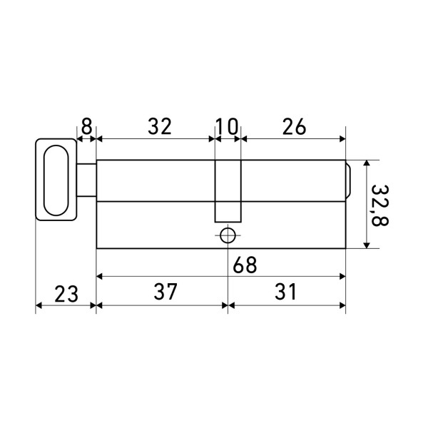 KALE 164 SMC/68 26х10х32M латунь перф.кл/верт Цилиндровый механизм (72,12)