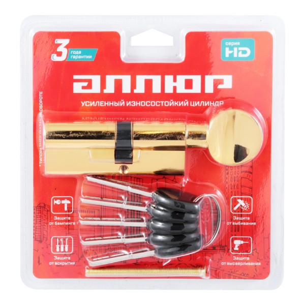 АЛЛЮР HD FG 80-5К BP[30Gx10x40](45x35G) латунь перф.кл/верт БЛИСТЕР Цилиндровый механизм (60,10)