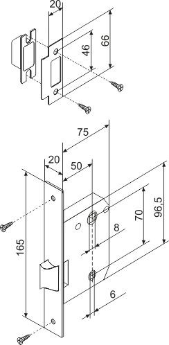 Защелка врезная METF72-50 (F72-50) WH белый