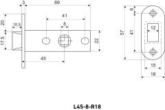 АЛЛЮР АРТ L45-8-R18 AB ст.бронза овал.торц.планка18мм б/ручек Защёлка (100)