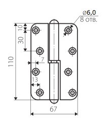 Петля накладная ПН-110 цинк, левая ПОДВЕС