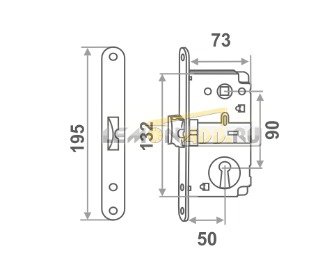 КОРПУС ЗАМКА M15-90 ММ ПОД КЛЮЧ
