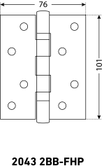 АЛЛЮР 2043 (101х76) 2BB-FHP AC 2 подш. ст.медь Петля дверная 2 шт (50,10)