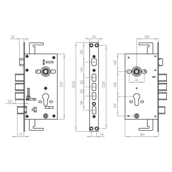 Корпус врезного замка без ц/механизма CH-09CT