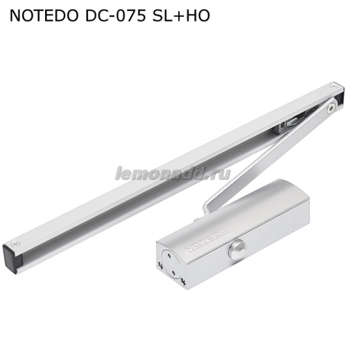 NOTEDO DC-075 SL+HO - доводчик для двери до 70 кг со скользящим каналом , с ФОП и ограничителем угла открывания