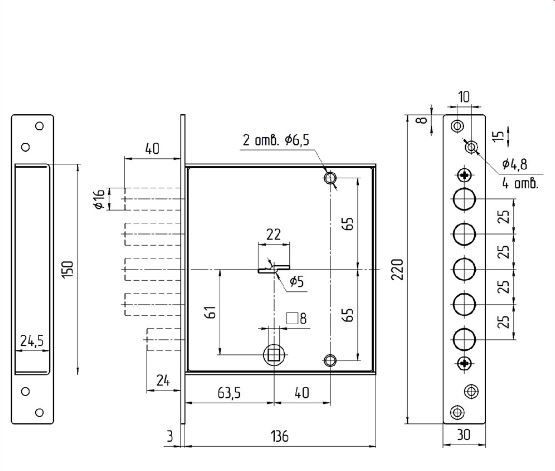 Балашиха ЗВ8 142.0.0 б/о 4ригеля d16 Замок врезной тяж (10)