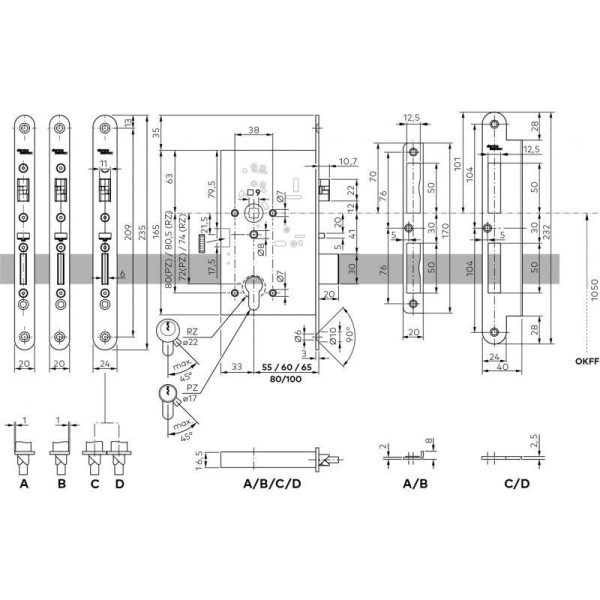 SVZ 6000 Дверь с притвором. Лицевая планка: 235 х 20. В комплекте с запорной планкой