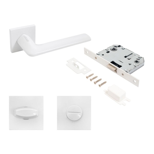 АЛЛЮР АРТ "ТИНА" W+L7050S W+BK-S2 W (88110/S7050) матовый белый Комплект ручка и защ с фикс (20)