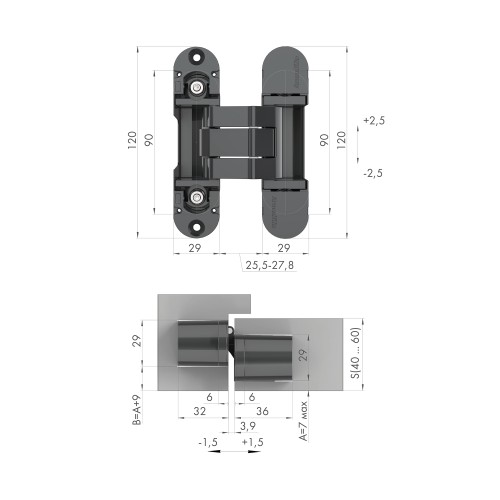 Петля скрытой установки U3D8000.VPG SG мат. золото TECH