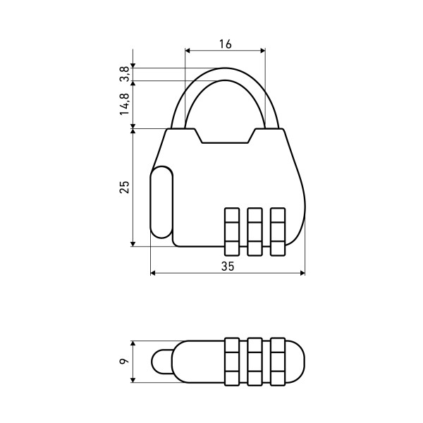 АЛЛЮР ВС1К-35/4 (HA806) CP серебро кодовый d=4мм Замок навесной НОВИНКА (240,12)