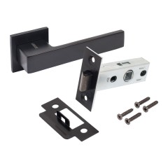 АЛЛЮР АРТ  &quot;РИНГО&quot; BL+L45-8 BL (83150/S45) матовый черный Комплект ручка и защелка (20)