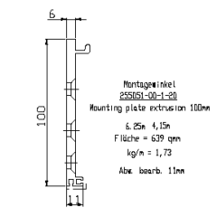 dormakaba Монтажная пластина 4250мм анодированная E6/C0