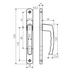 БУЛАТ РФ 85.25.01.7016 УРАЛ-М антрацит м/о 85 &quot;под пальчики&quot; для узкопр. Комплект ручек (30)