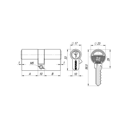 Цилиндровый механизм 1000ZA Key60(25+10+25) SSG сатинированное золото 5Key