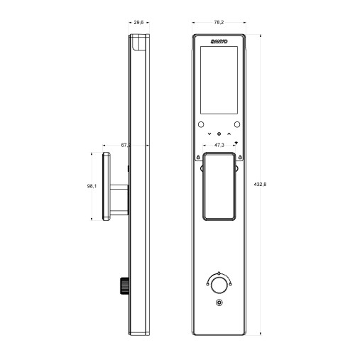 Электронный замок Sanyo D501 Tuya DM70 с WiFi, ручка скоба 1800 мм, черный