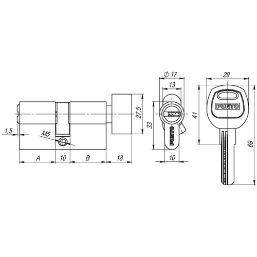 Цилиндровый механизм (A202/80) A2002Knob80(40+10+30) с вертушкой SN никель