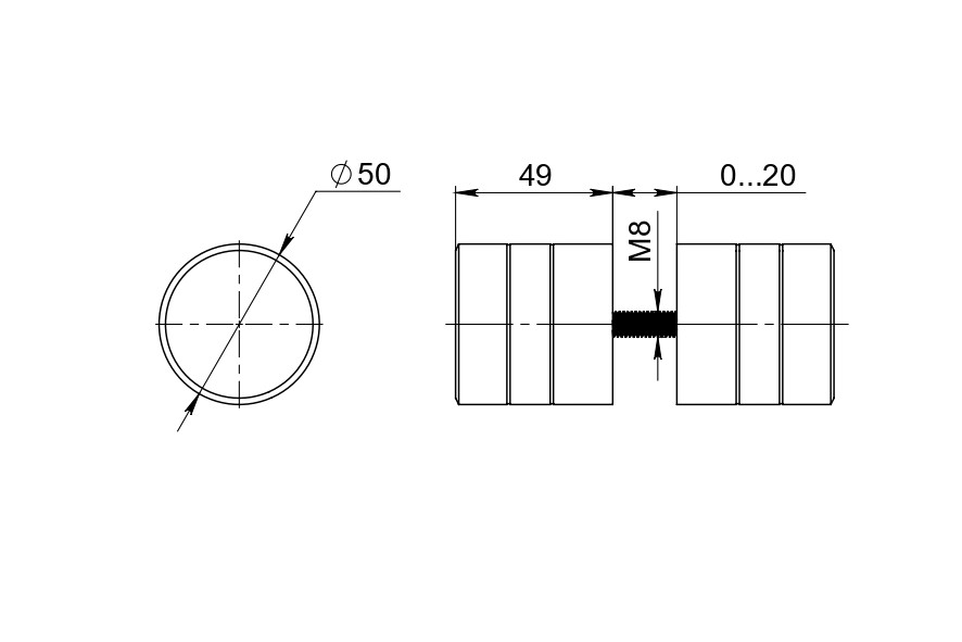 Ручка-кнопка R.DSS304-button INOX 304