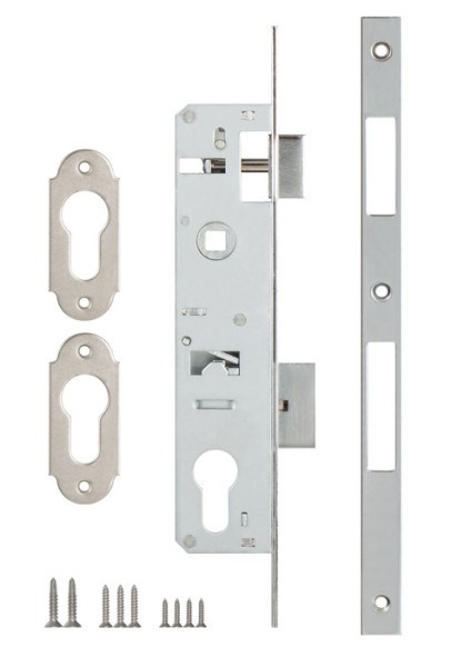 Корпус узкопрофильного замка с защёлкой 153/P (35 mm) w/b (хром)