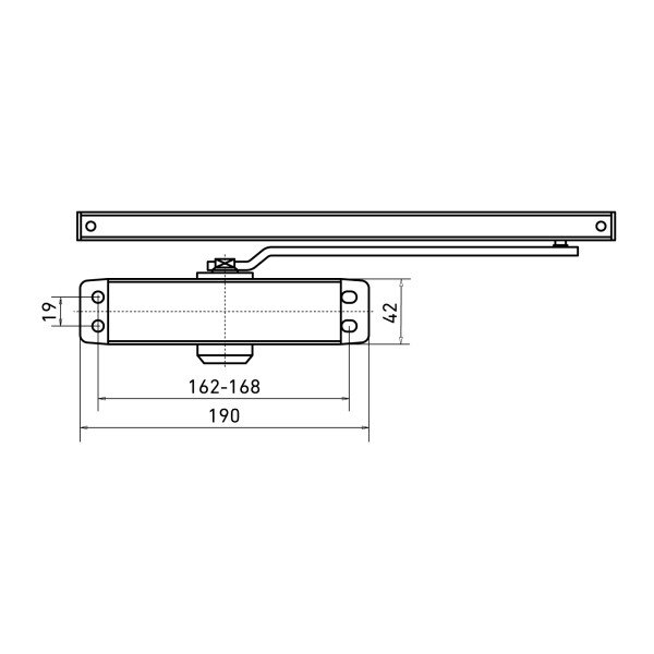 БУЛАТ Доводчик дверной ARCTIC ДД 502/4 AH-B (40-90 кг) черный со скольз. тягой, морозостойкий (10)