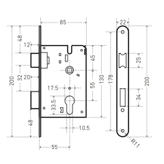 АЛЛЮР ЗВ 4-103 GP латунь Замок врезной с/руч (20)