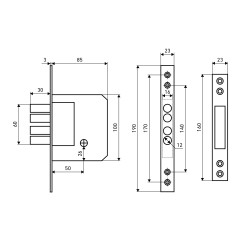 АЛЛЮР 189-4 лат. крест.ключ Замок врезной б/руч (30)
