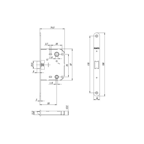Защелка PLASTPL70X-R20 (PL70X-R20 SN) (врезная) SN мат. никель упаковка