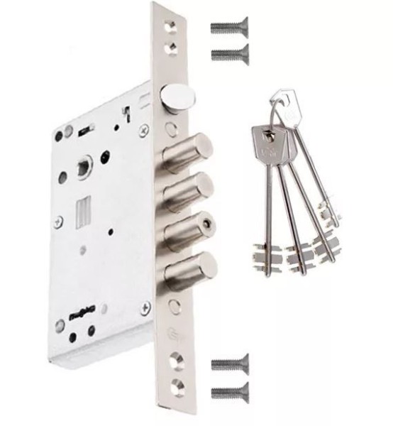 Крит ЗВ-А2 Ассистент хром без ЦМ 4 риг. d-15.8мм б/о, м/о 85мм, арт.04315 Замок врезной тяж. (10)