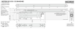 Доводчик NOTEDO DC-015-115 IN+HO+BC (дверной доводчик врезной в комплекте со скользящим каналом и ФОП)