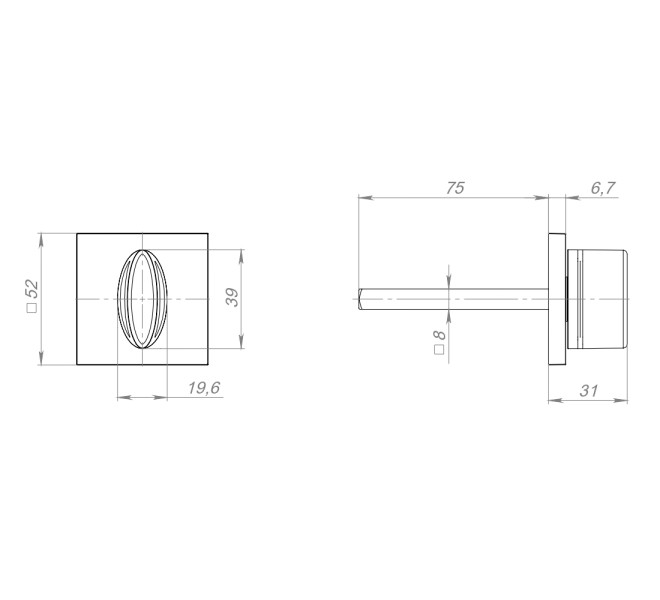 Ручка поворотная BKW8x75.K.TRG52 BL-24 черный ПЛАСТИК